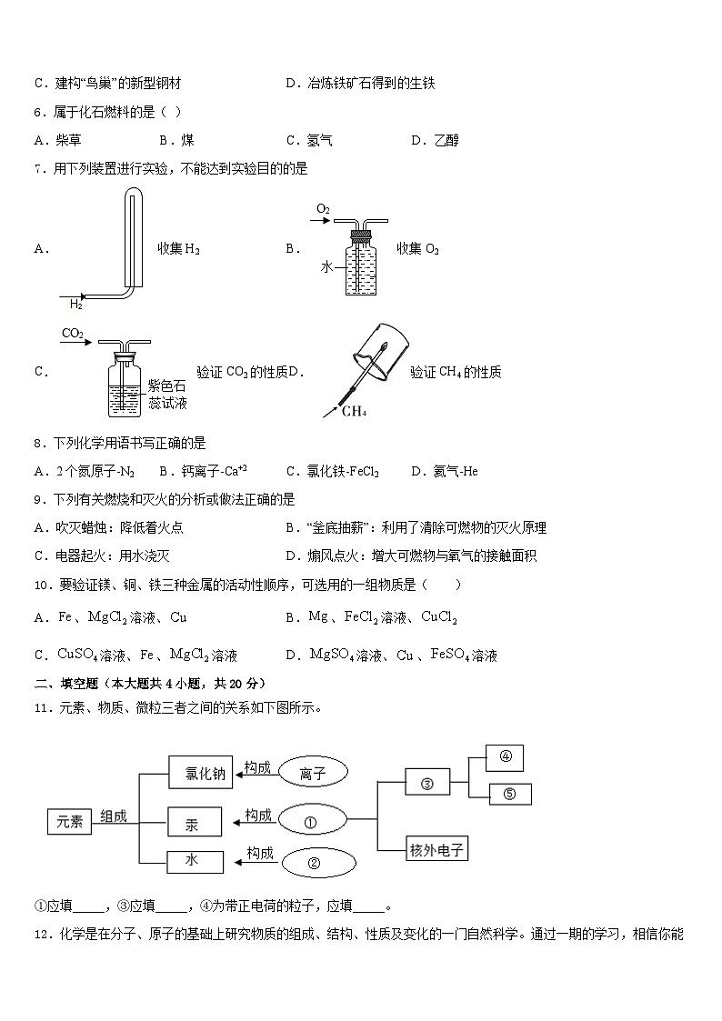 福建省厦门外国语海沧附属学校2023-2024学年九上化学期末统考模拟试题含答案第2页