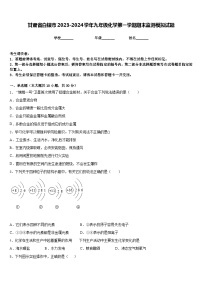 甘肃省白银市2023-2024学年九年级化学第一学期期末监测模拟试题含答案