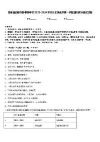 甘肃省白银市景泰四中学2023-2024学年九年级化学第一学期期末达标测试试题含答案