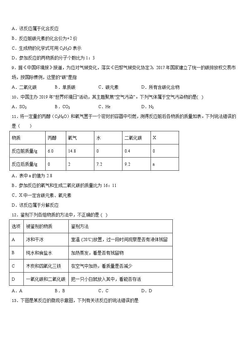 甘肃省广河县2023-2024学年化学九年级第一学期期末教学质量检测模拟试题含答案03