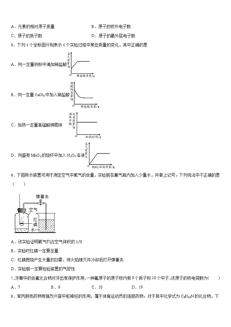 甘肃省张掖市2023-2024学年九年级化学第一学期期末综合测试模拟试题含答案第2页
