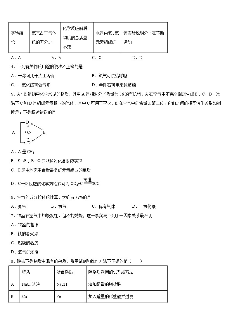 盘锦市重点中学2023-2024学年化学九上期末考试试题含答案02