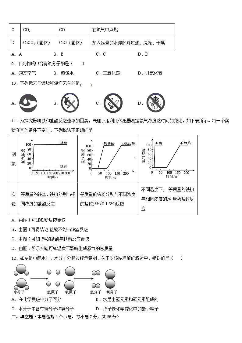 盘锦市重点中学2023-2024学年化学九上期末考试试题含答案03