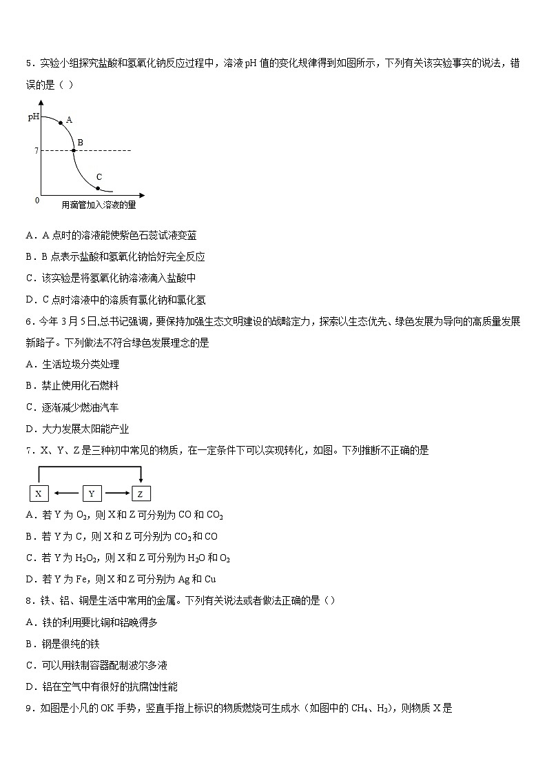 福建省福州三牧中学2023-2024学年九上化学期末复习检测模拟试题含答案第2页