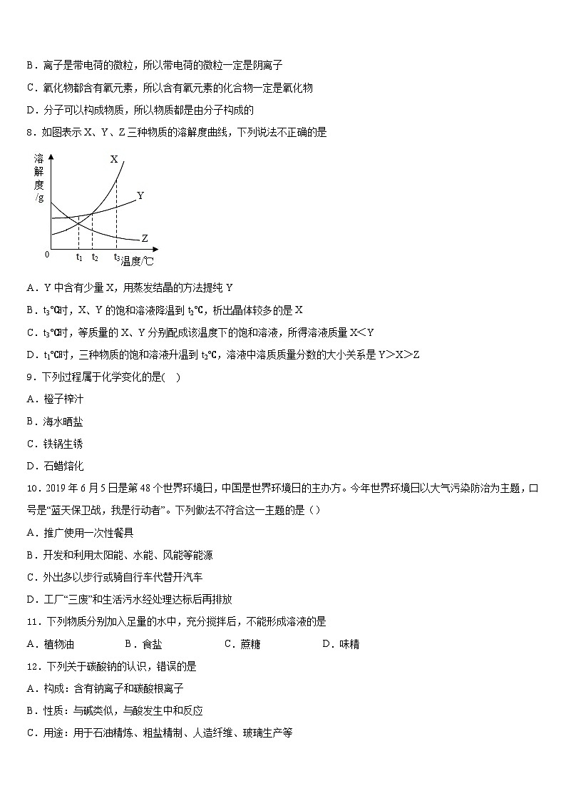 福建省福州十中学2023-2024学年化学九年级第一学期期末联考模拟试题含答案03