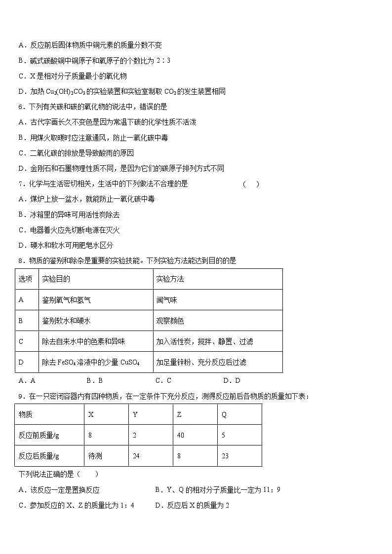 福建省福州市三牧中学2023-2024学年九上化学期末综合测试模拟试题含答案第2页