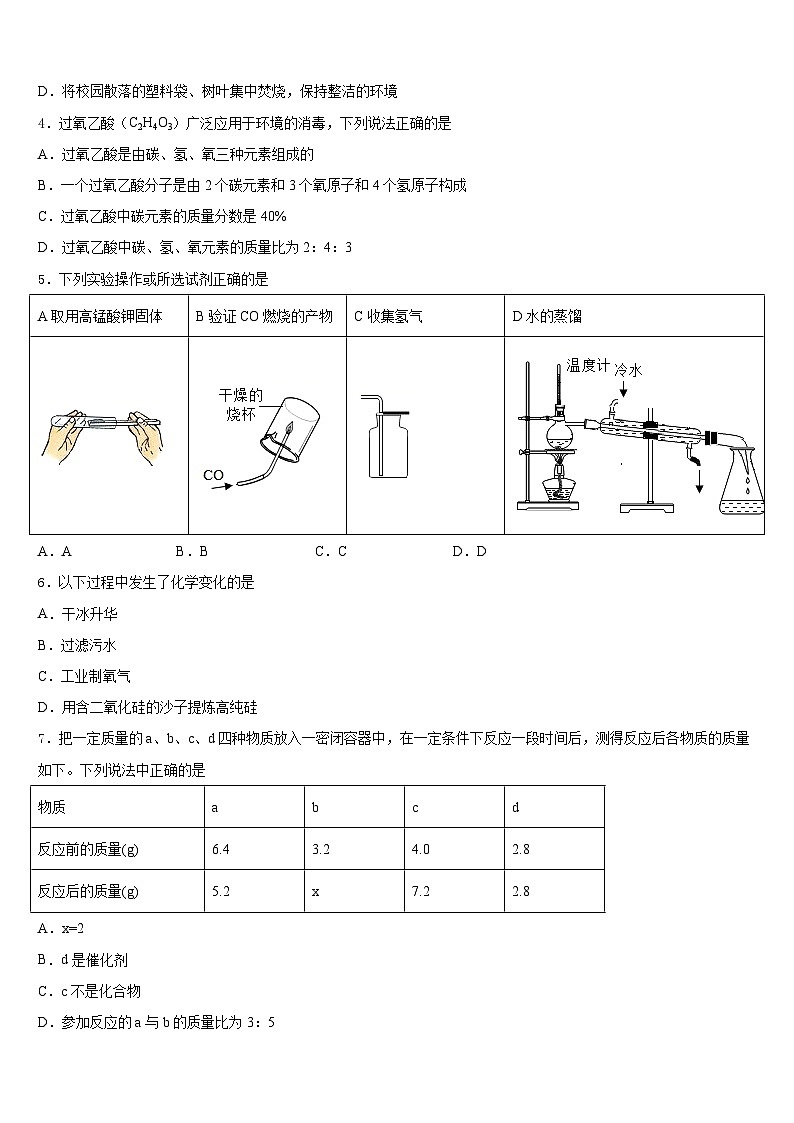 福建省建瓯市芝华中学2023-2024学年九年级化学第一学期期末质量检测模拟试题含答案第2页