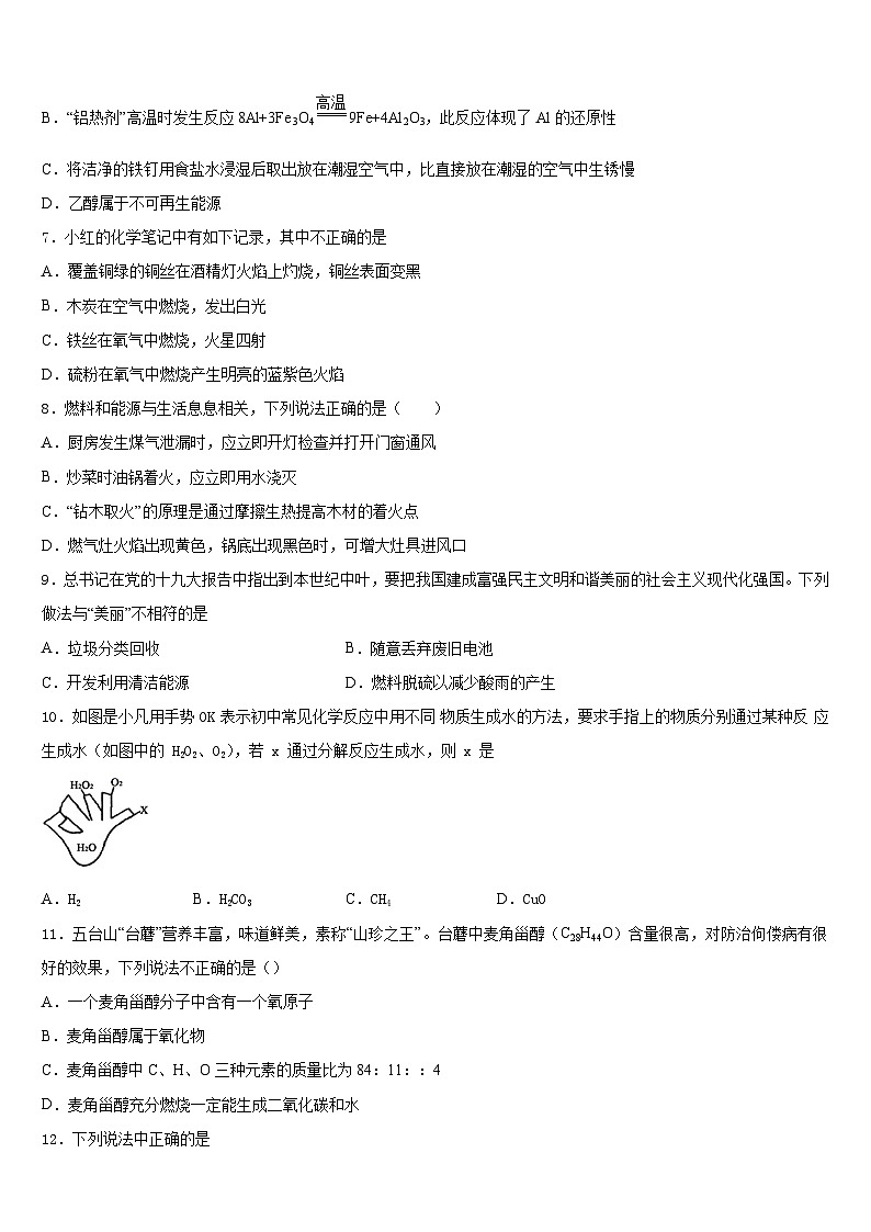 福建省永定区第二初级中学2023-2024学年化学九上期末复习检测试题含答案第2页