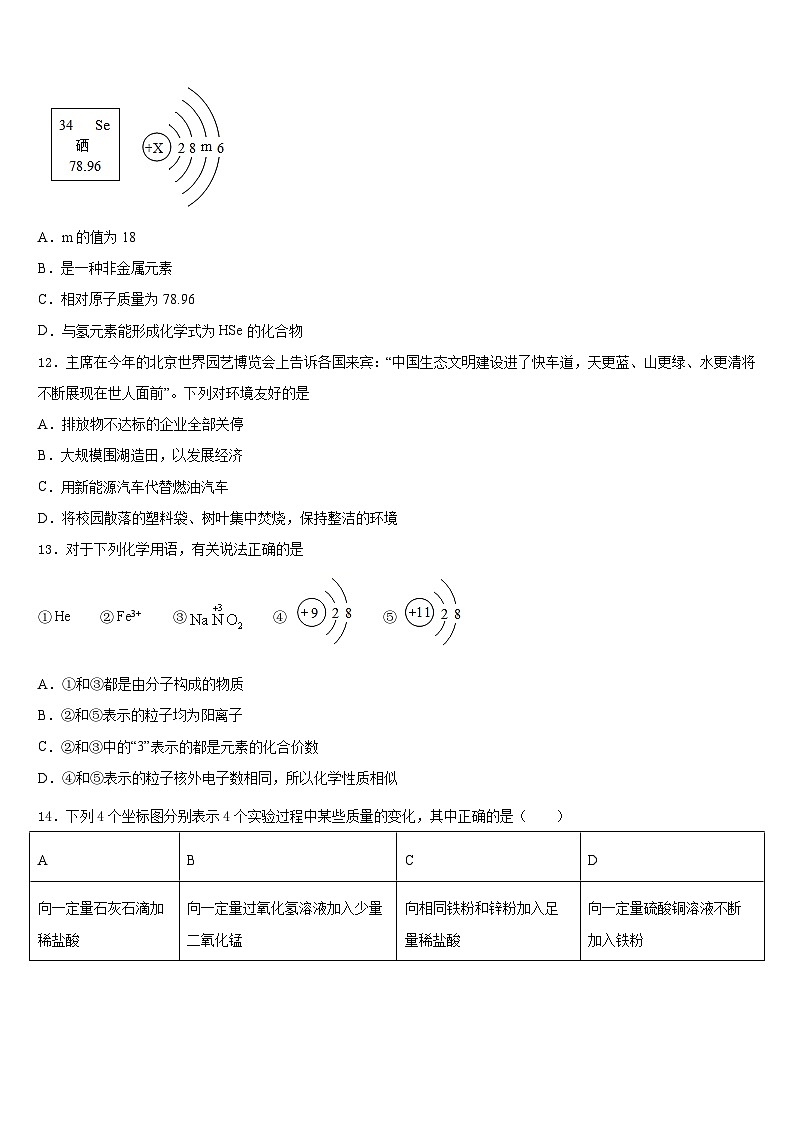 福建省龙岩市连城县2023-2024学年九上化学期末学业质量监测模拟试题含答案第3页