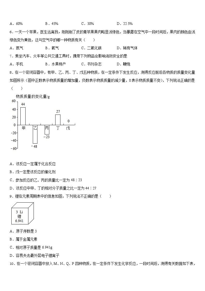 福建省龙岩市新罗区龙岩初级中学2023-2024学年化学九上期末监测模拟试题含答案02