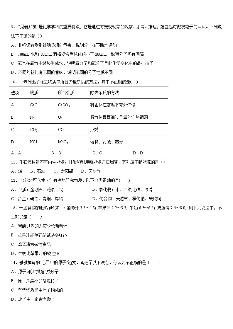 福建省龙岩市永定二中学、三中学联考2023-2024学年九年级化学第一学期期末质量检测试题含答案第3页