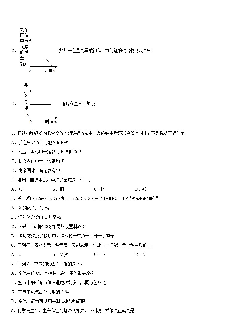 衡阳市重点中学2023-2024学年九年级化学第一学期期末教学质量检测模拟试题含答案第2页