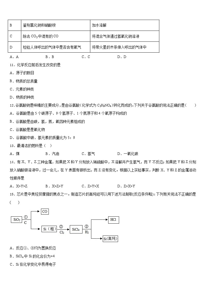 陕西省华阴市2023-2024学年化学九年级第一学期期末达标测试试题含答案第3页