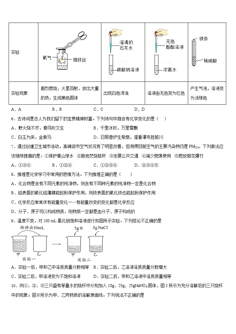 重庆市大渡口区2023-2024学年九上化学期末达标检测试题含答案第2页