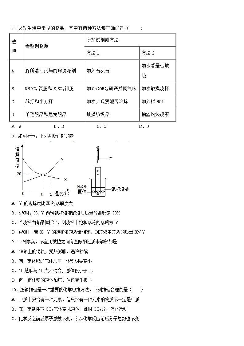 陕西省咸阳市百灵中学2023-2024学年化学九上期末学业质量监测试题含答案第2页