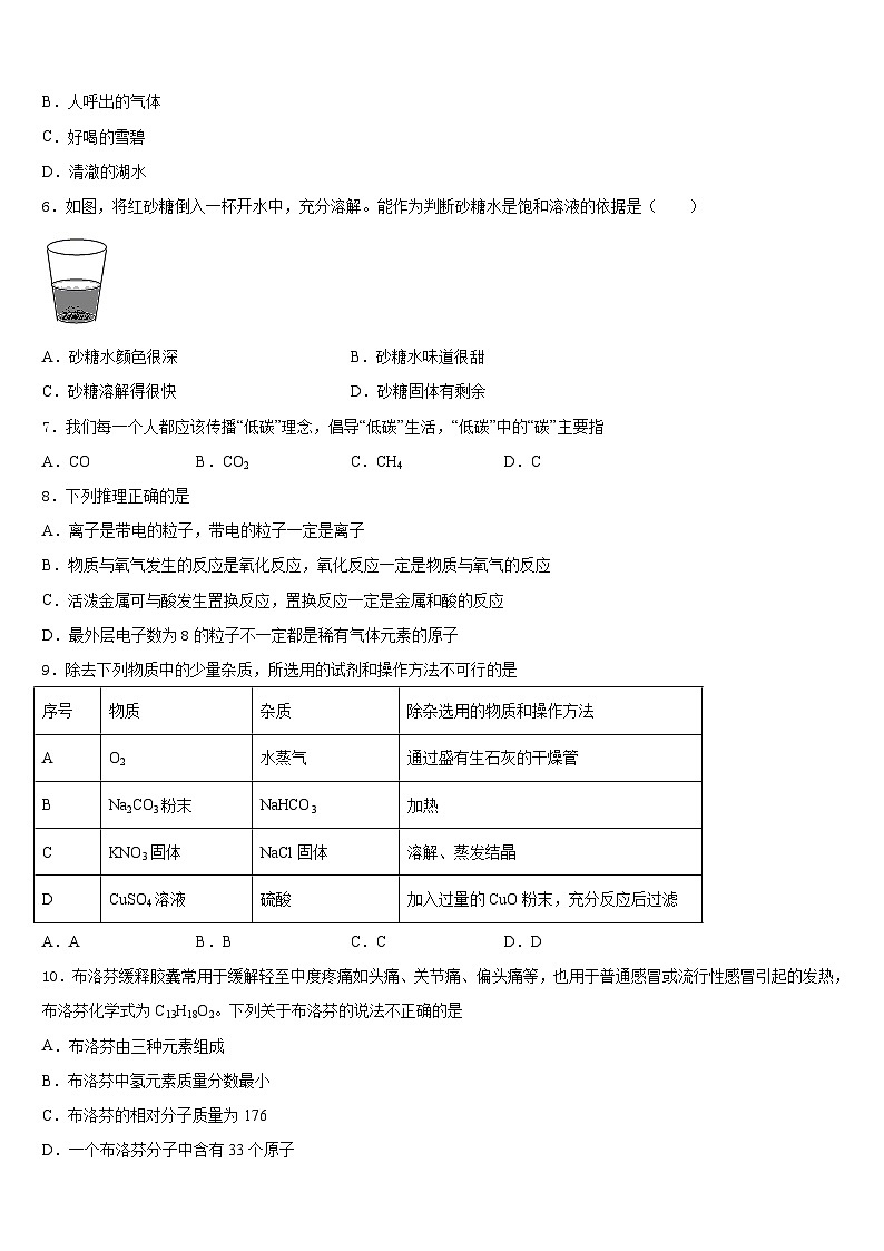 陕西省咸阳市秦都区2023-2024学年化学九年级第一学期期末监测试题含答案第2页