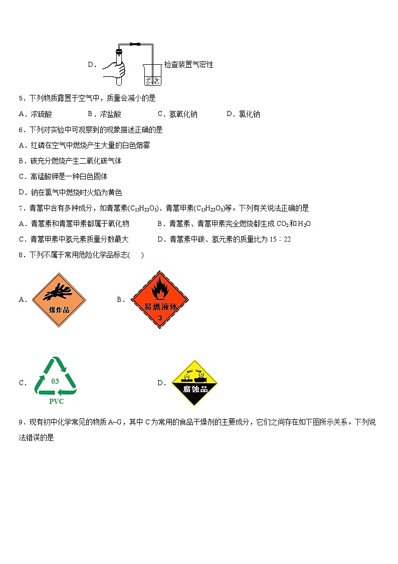湖南省娄底市新化县2023-2024学年九年级化学第一学期期末学业水平测试模拟试题含答案第2页