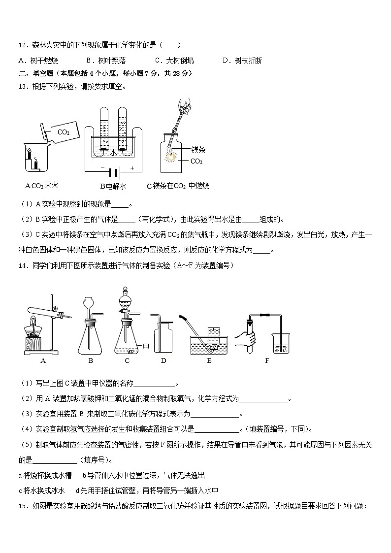 福建省泉州市成功中学2023-2024学年九上化学期末学业水平测试模拟试题含答案第3页