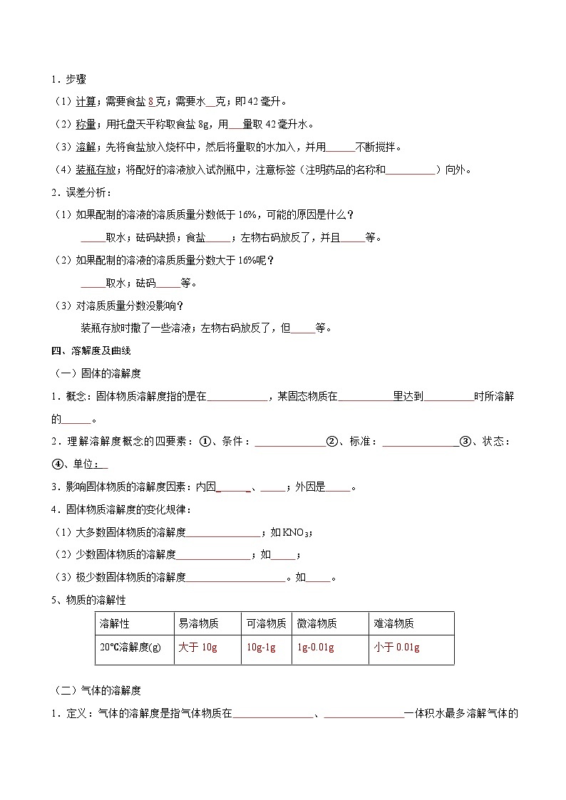 备战中考化学考点总复习 专题10 溶液【考点精讲】（全国通用）（原卷版+解析版）第3页