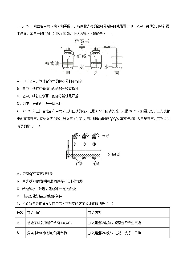 备战中考化学考点总复习 专题20 简单实验方案的设计与评价【考点巩固】（全国通用）（原卷版+解析版）02
