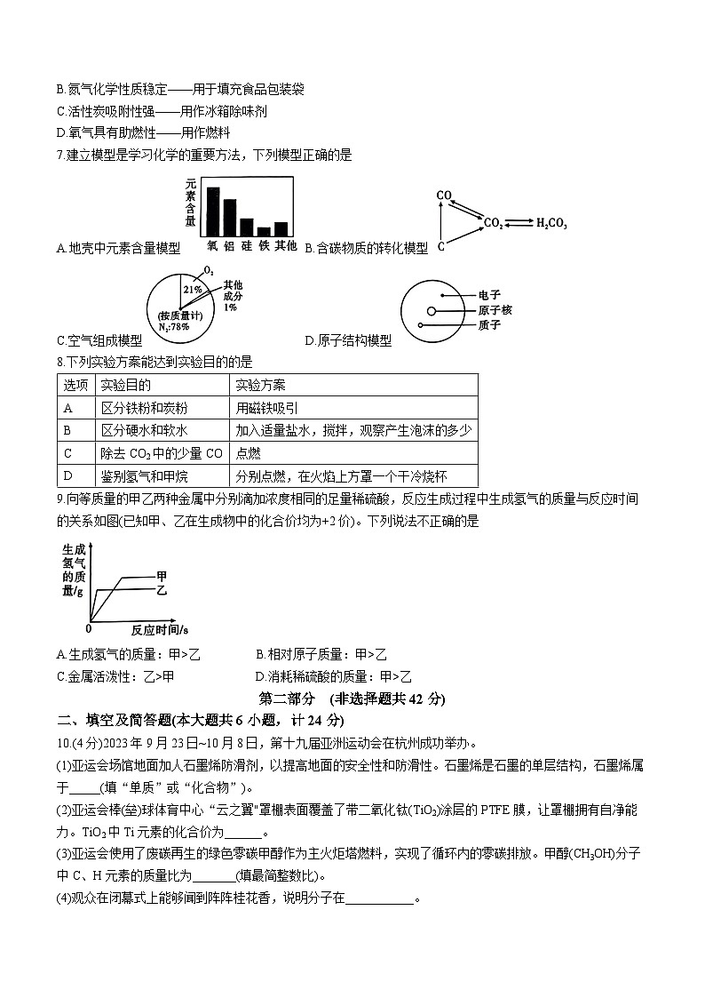 陕西省渭南市澄城县2023-2024学年九年级上学期期末质量检测评价化学试卷第2页