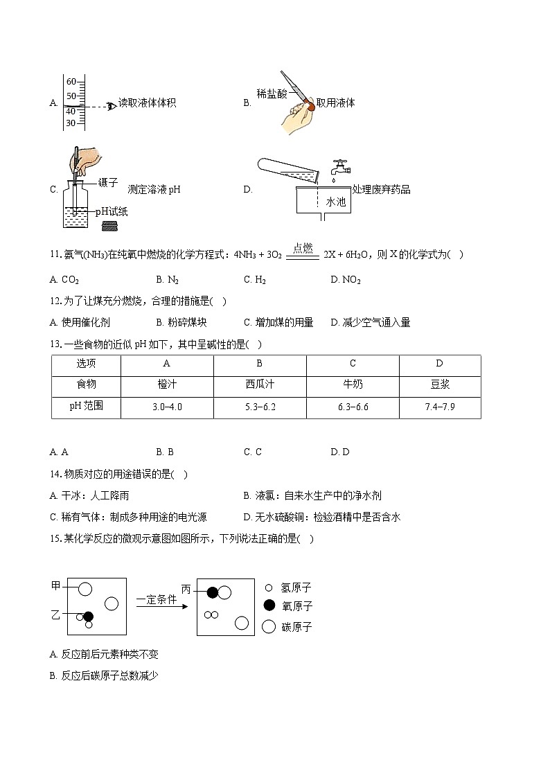 2022-2023学年上海市青浦区九年级（上）期末化学试卷（一模）（含详细答案解析）02