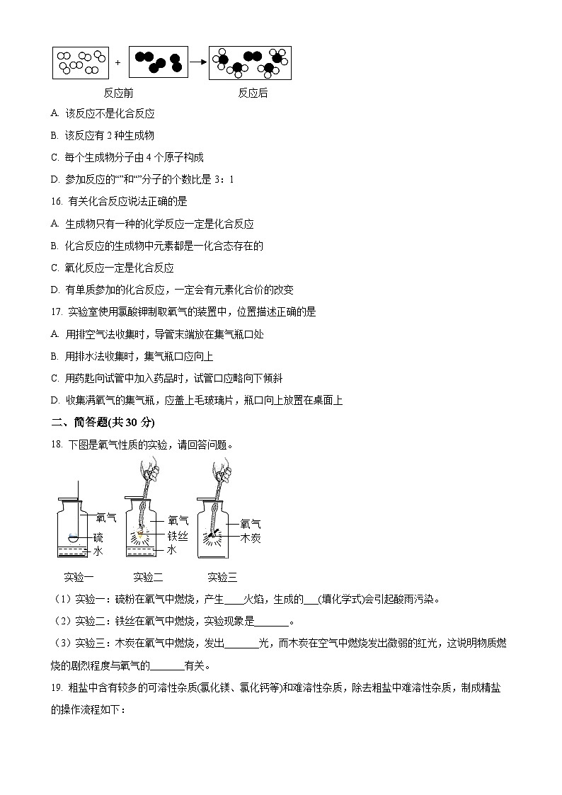 2023-2024学年上海市长宁区民办新世纪中学九年级上学期期中化学试题03