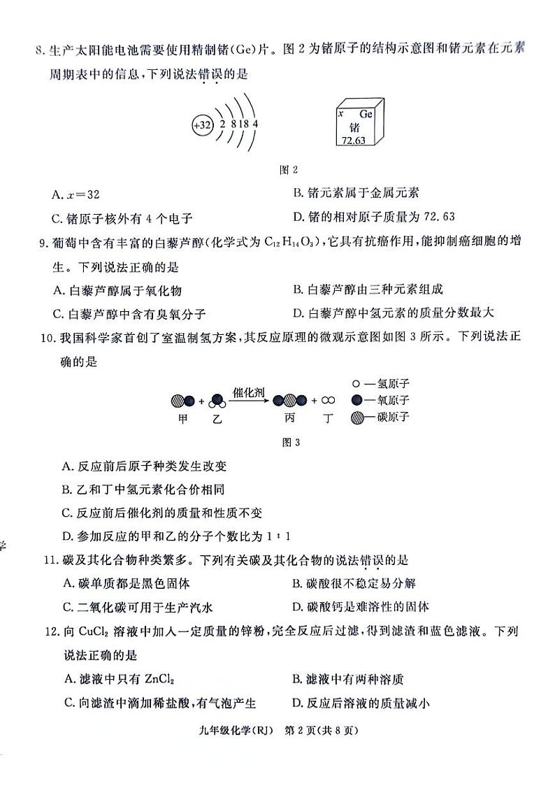 河北省廊坊市霸州市2023-2024学年九年级上学期期末化学检测卷02