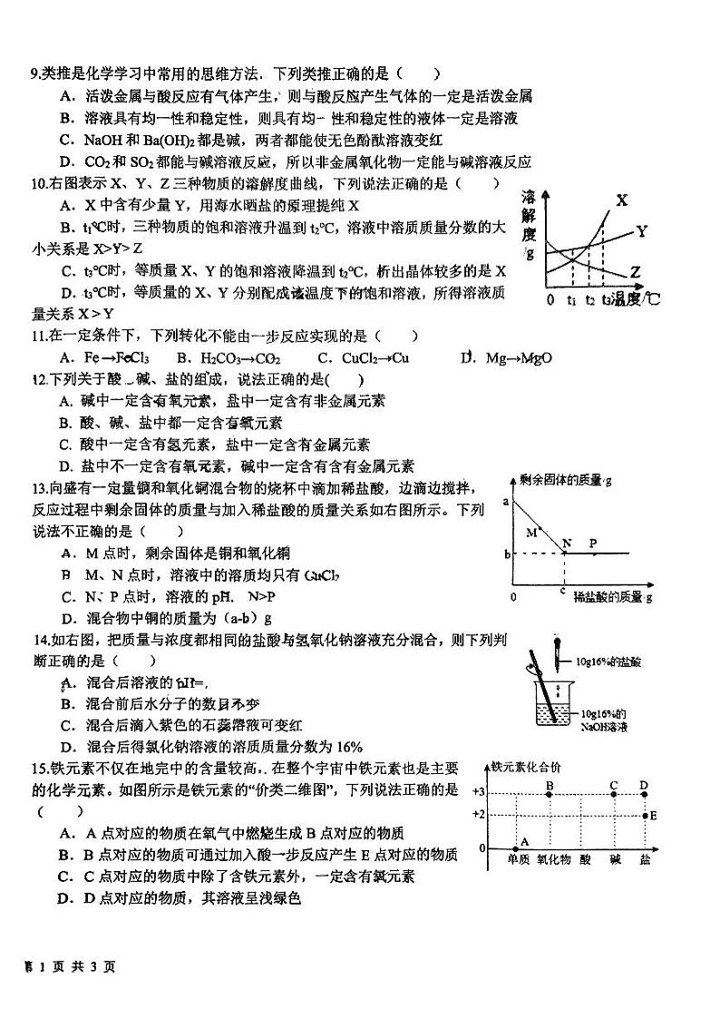 山东省日照市东港区新营中学2023-2024学年九年级上学期期末考试化学试题02