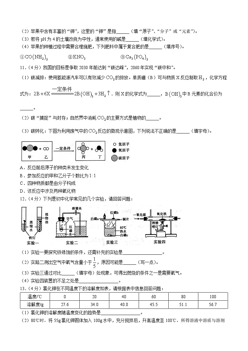 陕西省延安市培文实验学校2023-2024学年九年级上学期期末考试化学试卷（含答案）第3页