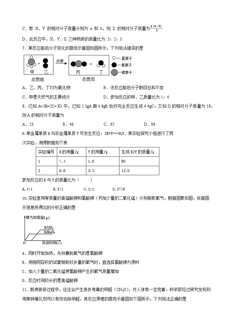 5.3利用化学方程式的简单计算同步练习题    九年级化学人教版上册第2页