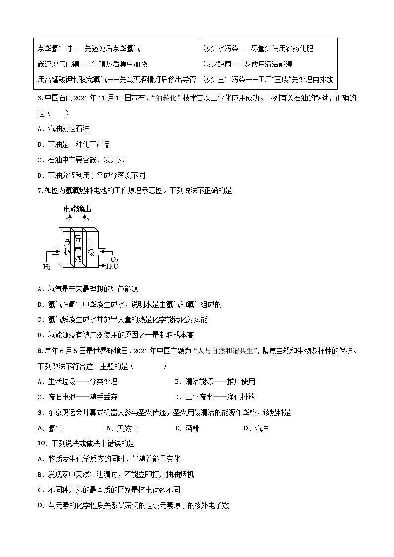7.2 燃料的合理利用与开发巩固训练 九年级化学人教版上册第2页