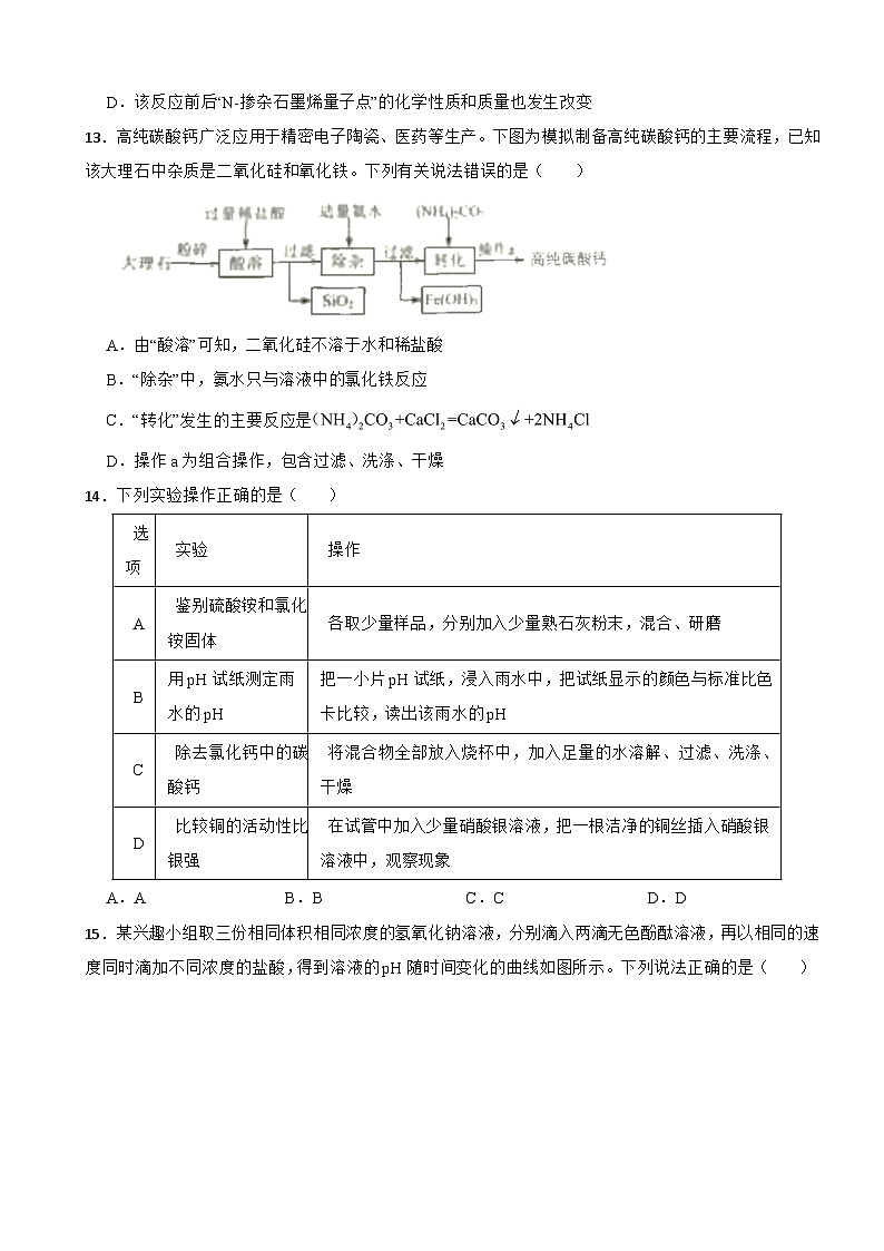 江苏省南京市玄武区2024年中考模拟化学试题附答案03