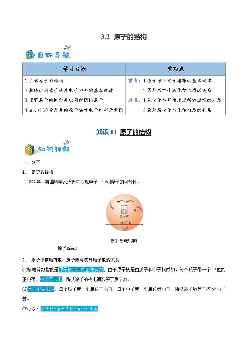 3.2---原子的结构（含培优竞赛试题）（解析版）第1页