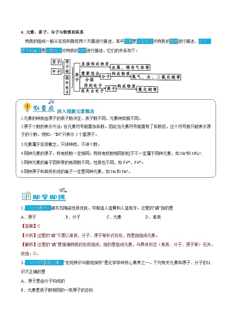3.3 元素和元素周期表（含培优竞赛试题）-2024-2025学年九年级化学上册重难点突破（人教版）02