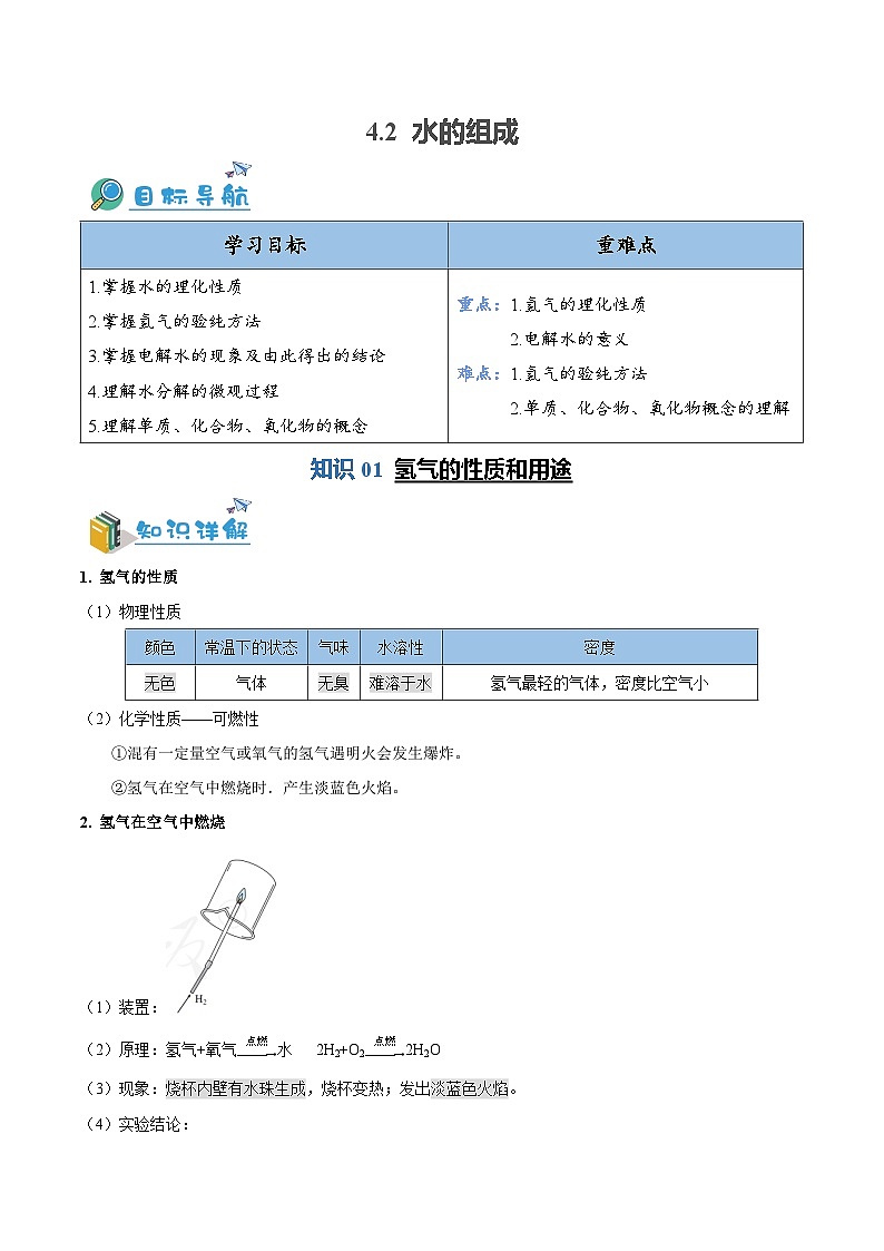 4.3 水的组成（含培优竞赛试题）-九年级化学上册同步讲与练01