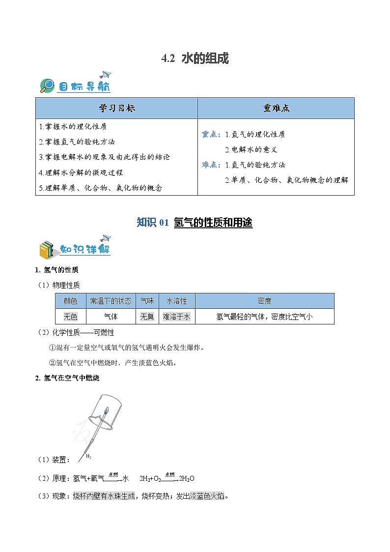 4.3 水的组成（含培优竞赛试题）-九年级化学上册同步讲与练01