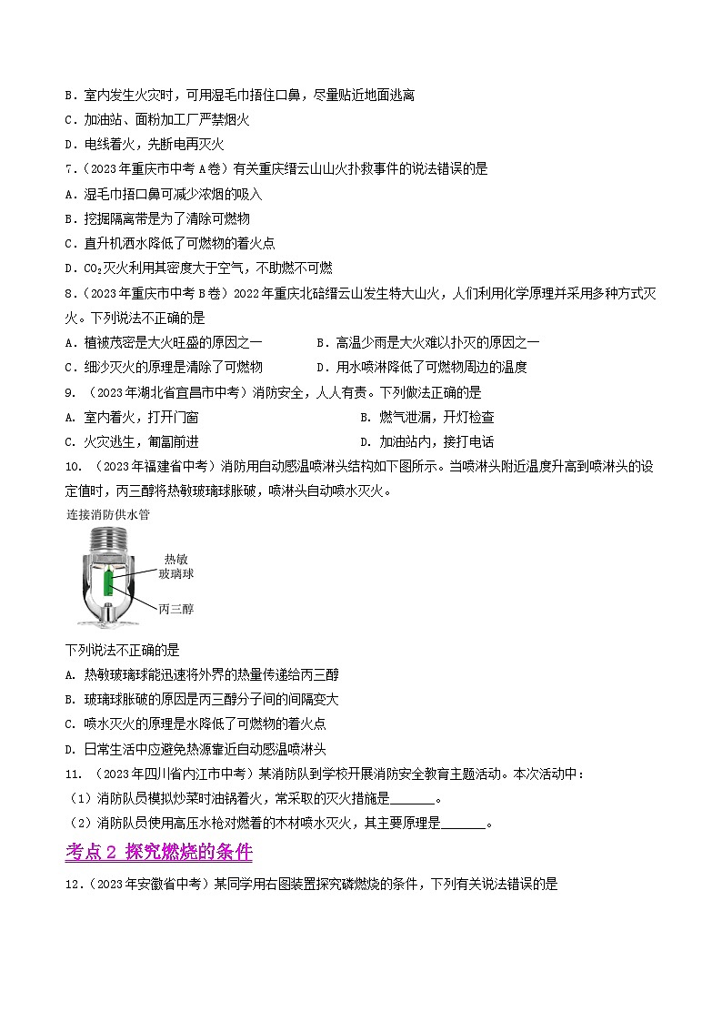2024年中考化学真题分项汇编（全国通用）专题09 燃料 燃烧（第01期）（原卷版+解析）02