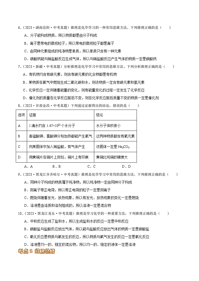 2024年中考化学真题分项汇编（全国通用）专题17 化学思想方法的应用（第02期）（原卷版+解析）02