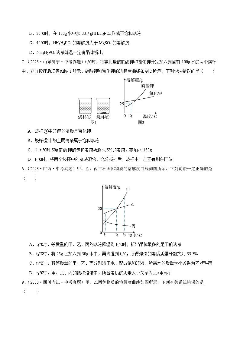 2024年中考化学真题分项汇编（全国通用）专题12 溶液（第02期）（原卷版+解析）02