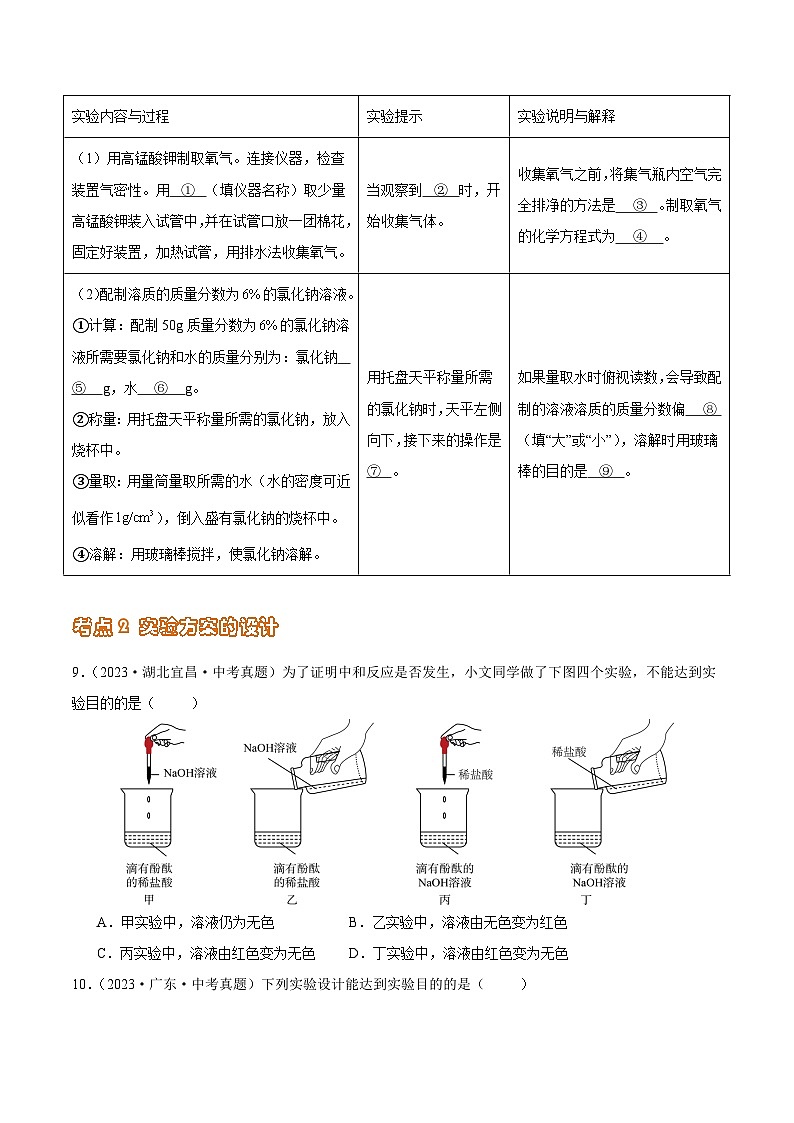 2024年中考化学真题分项汇编（全国通用）专题21 实验与实验方案的设计（第02期）（原卷版+解析）03