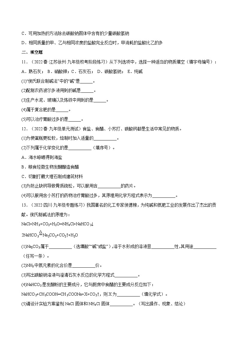 沪教版九年级化学下册同步精品练习 7.3 几种重要的盐（第2课时）（练习）（原卷版+解析）03