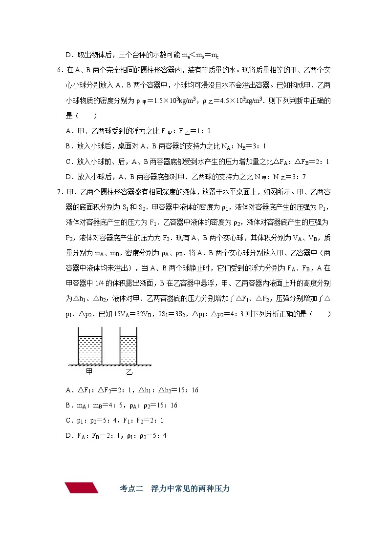 沪科版八年级物理下册同步精品讲义 第8讲 浮力综合应用一（讲义）（原卷版+解析）03