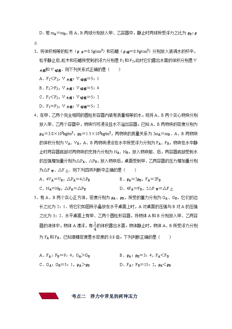 沪科版八年级物理下册同步精品讲义 第8讲 浮力综合应用一（强化训练）（原卷版+解析）02