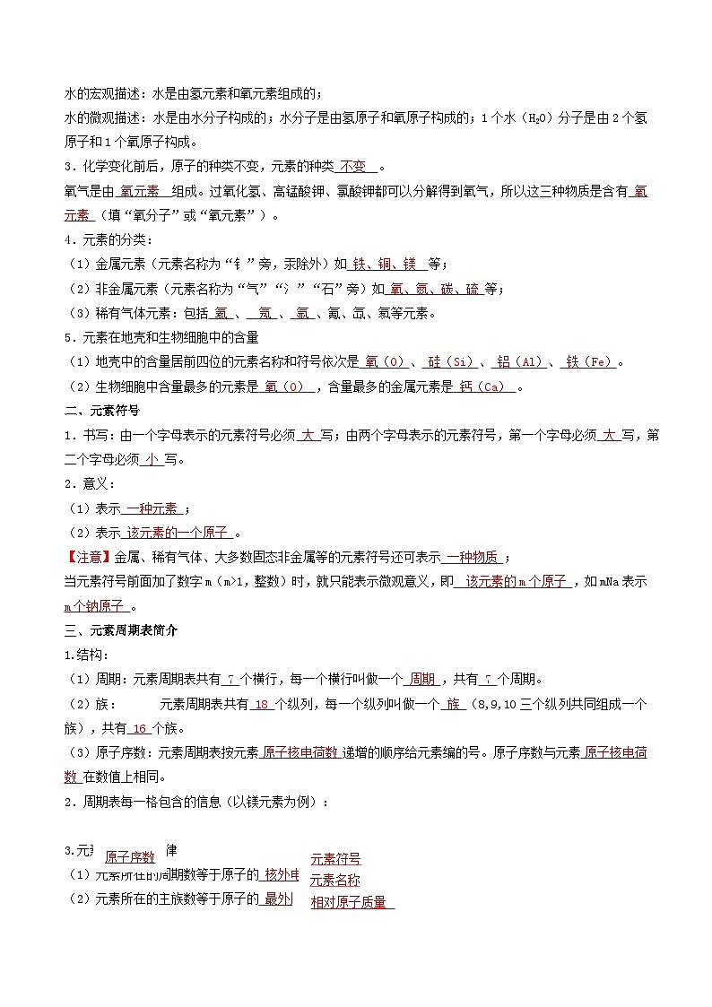 【分层训练】人教版初中化学 九年级上册 第13课 元素02