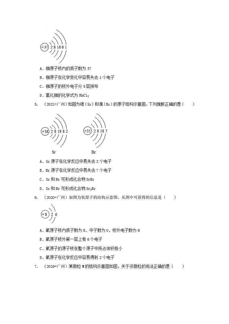专题08 物质构成的微粒（原卷版）-5年（2019-2023）中考1年模拟化学分项汇编（广东专用）第2页