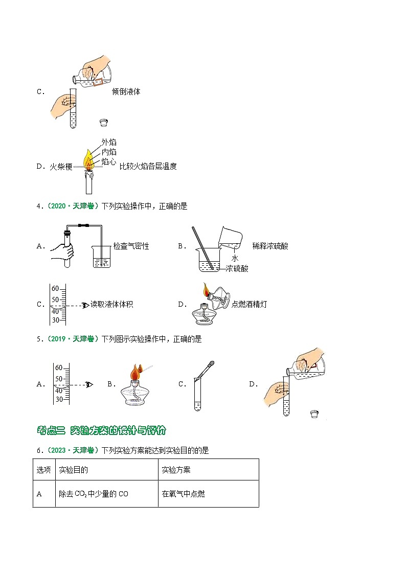 专题02 基本实验技能-5年（2019-2023）中考1年模拟化学真题分项汇编（天津专用）（原卷版）第3页