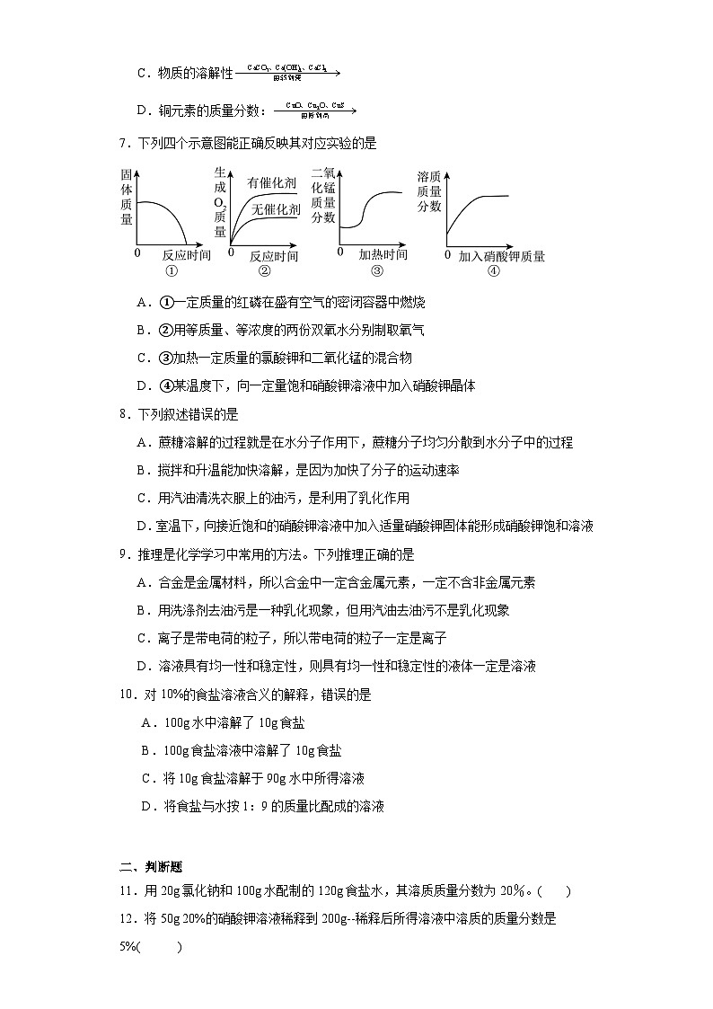 6.2溶液组成的表示同步练习 沪教版（全国）化学九年级下册第2页