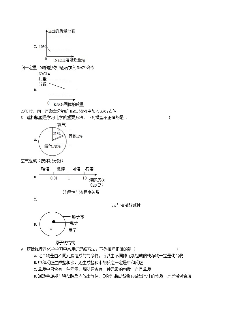 人教版九年级化学下册同步习题  10.2酸和碱的中和反应（第2课时）（习题）（原卷+解析）第3页