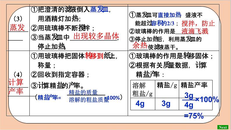 人教版化学九年级下册 第十一单元 实验活动八 《粗盐中难溶性杂质的去除》训练课件08